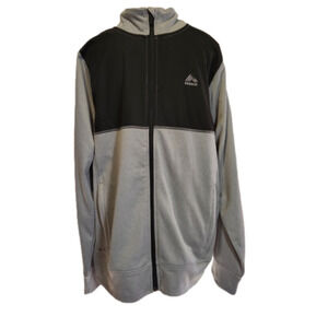 Jacket Workout Zippered Front Black Grey Size L REEBOX
